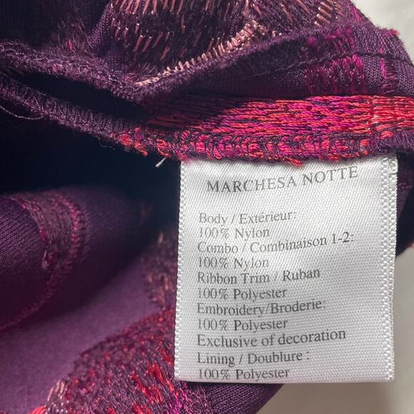 NWT Marchesa Notte Purple Floral Paneled Ruffled Cady Dress Sz 2 Formal Evening - Picture 6 of 7